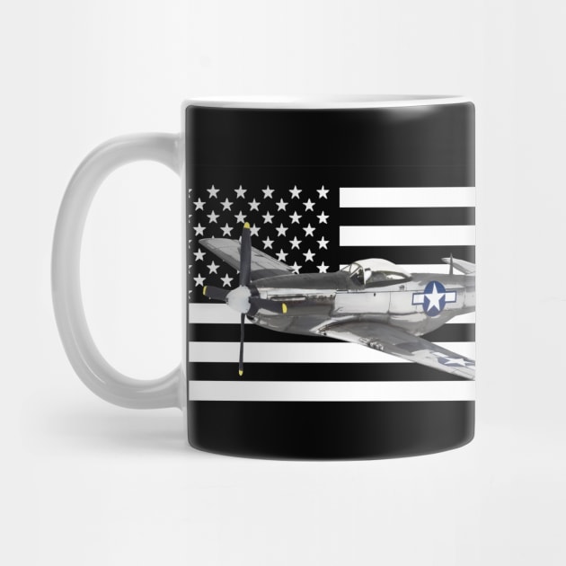 North American P-51 Mustang US American Flag WW2 WWII Plane by Dirty Custard Designs 